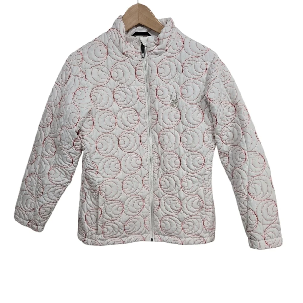 Spyder White Red Quilted Jacket Winter Coat Girls XL